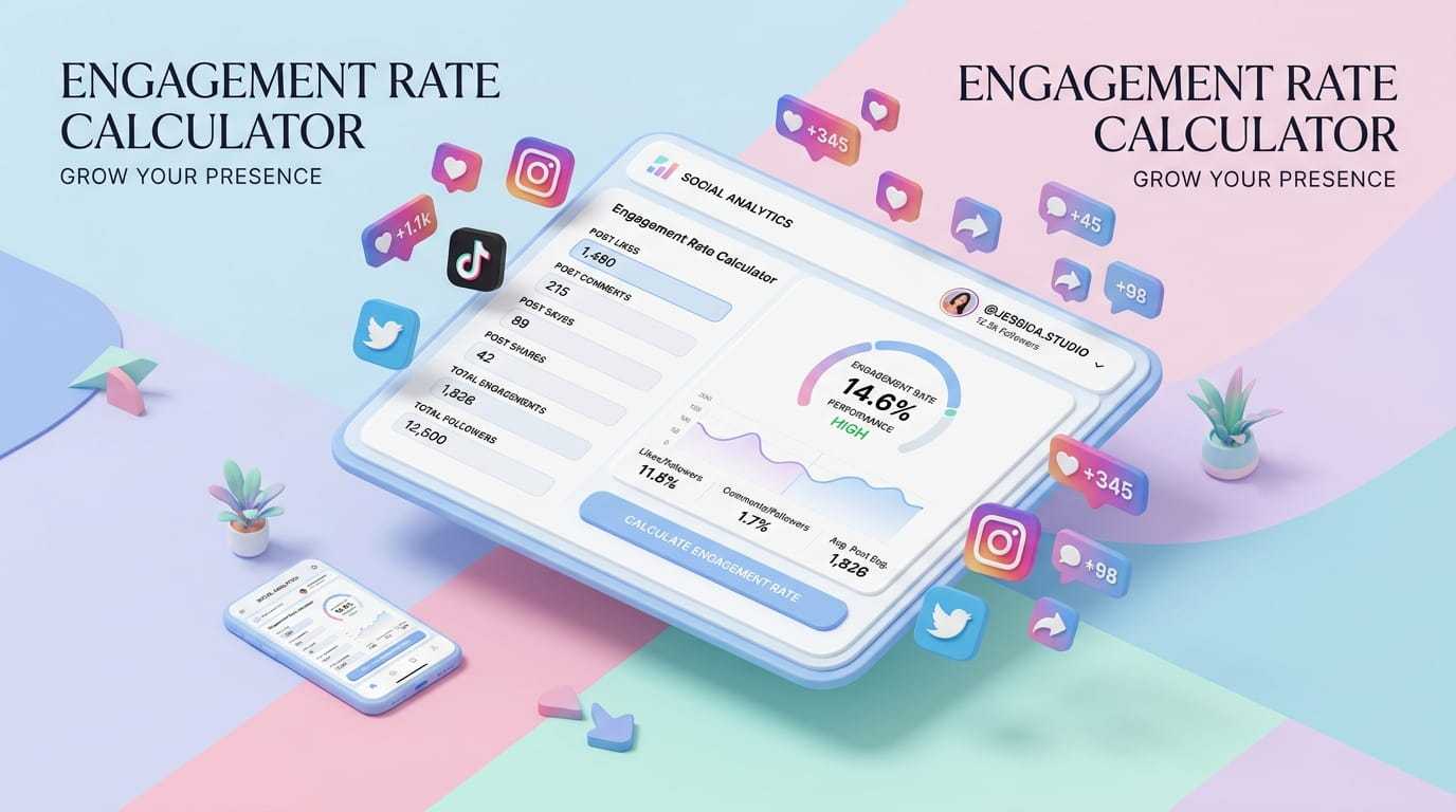 3D Mockup of a Social Media Engagement Calculator