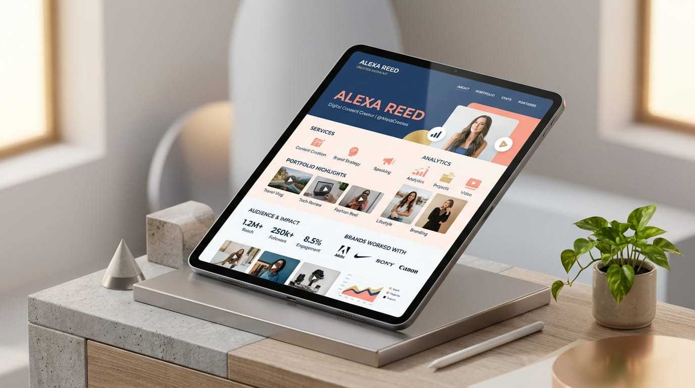 3D Mockup of a Digital Media Kit Portfolio